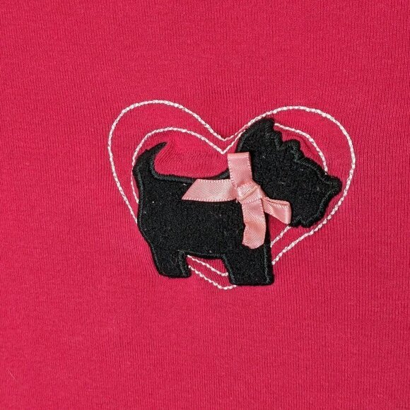 Women's Red, Cotton Knit, Pullover Pajama Top w Poodle Dog; Size XXL - Picture 2 of 6